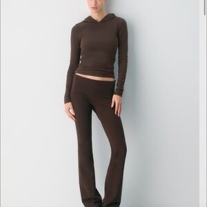 Aritzia HomeStretch™ Foldover Pant Rich Mocha Brown NWT